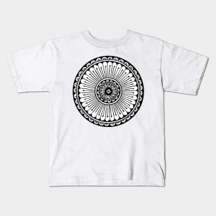 Black and White Geometric Flower Kids T-Shirt